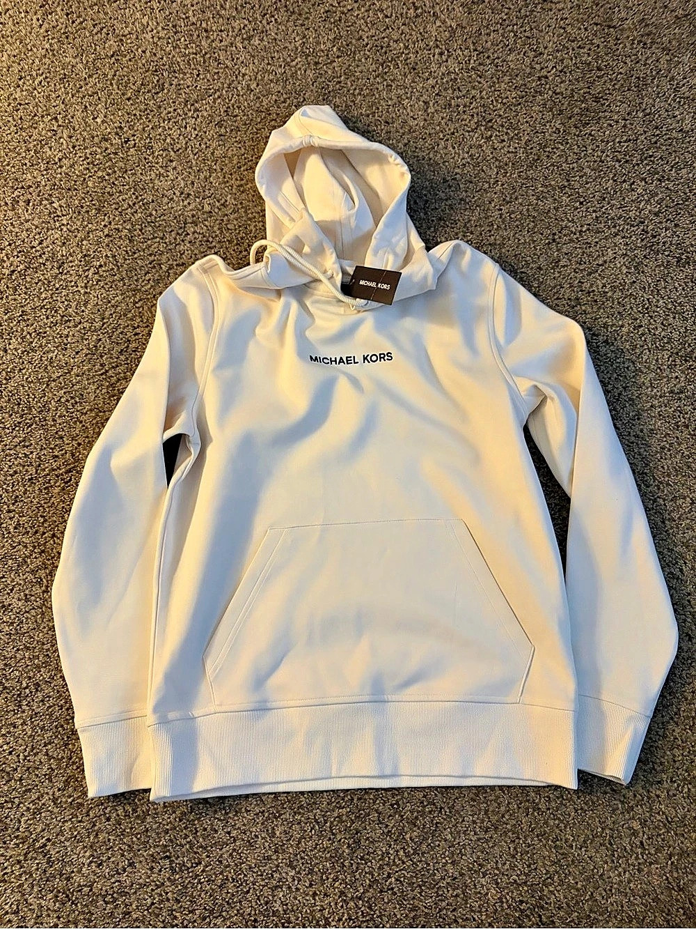 Michael Kors Logo Cotton Blend Hoodie Cream
